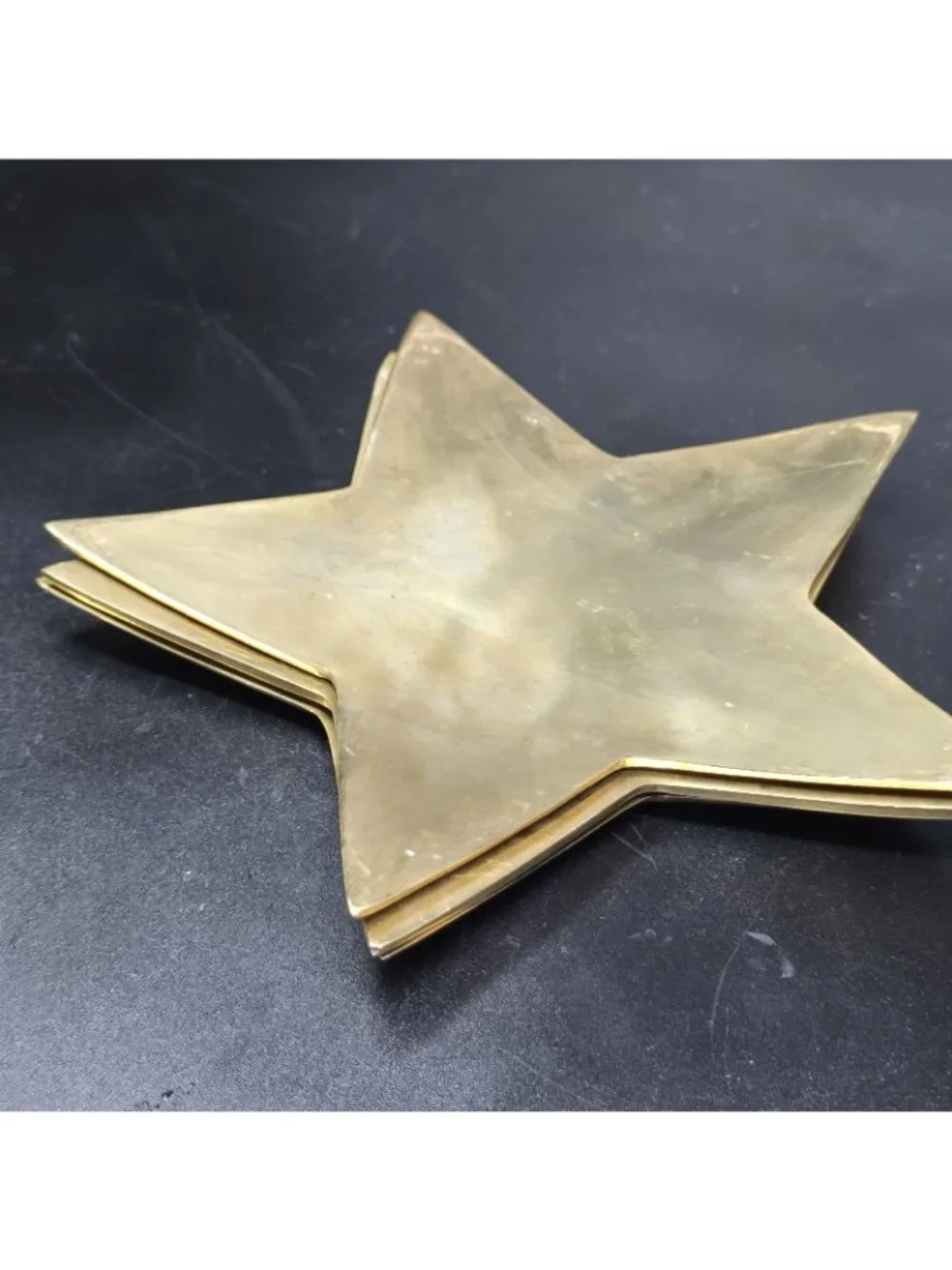 3 Vintage Brass Star Trinket Dish Candlestick Holder 7.5